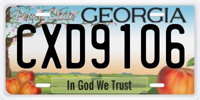 GA license plate CXD9106
