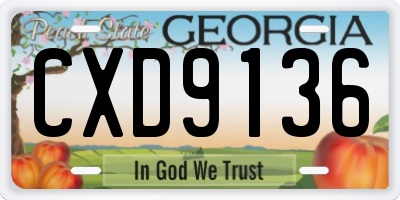 GA license plate CXD9136