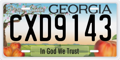 GA license plate CXD9143