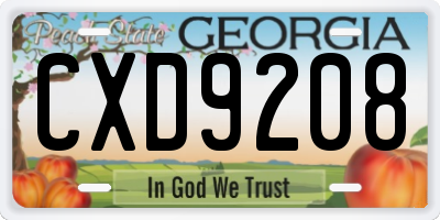 GA license plate CXD9208