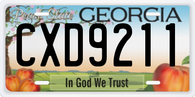 GA license plate CXD9211