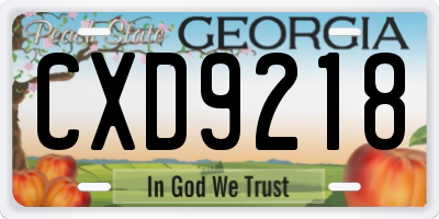 GA license plate CXD9218