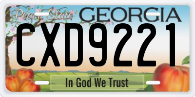 GA license plate CXD9221