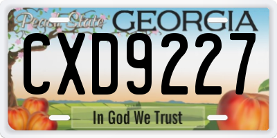 GA license plate CXD9227