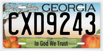 GA license plate CXD9243