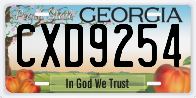 GA license plate CXD9254