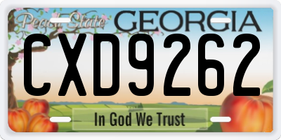 GA license plate CXD9262