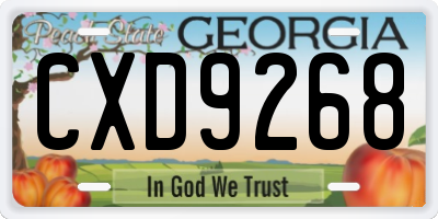 GA license plate CXD9268