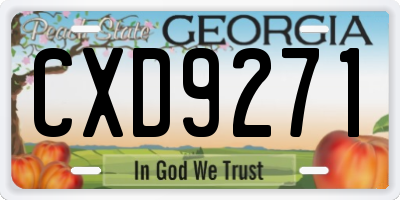 GA license plate CXD9271