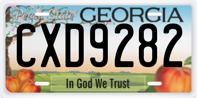 GA license plate CXD9282