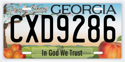 GA license plate CXD9286