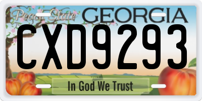 GA license plate CXD9293