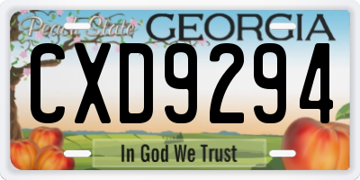 GA license plate CXD9294