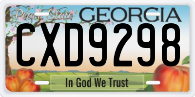 GA license plate CXD9298
