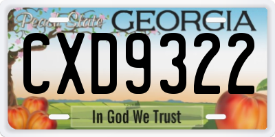 GA license plate CXD9322