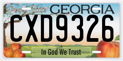 GA license plate CXD9326