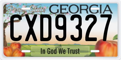 GA license plate CXD9327