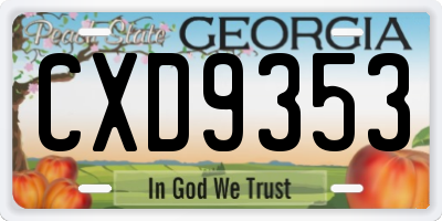 GA license plate CXD9353