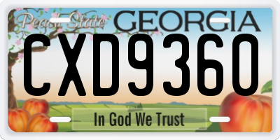GA license plate CXD9360