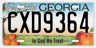GA license plate CXD9364