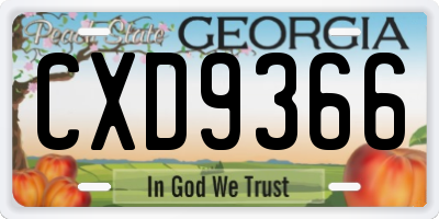 GA license plate CXD9366