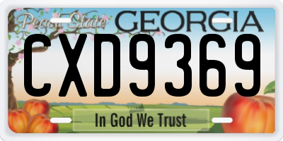 GA license plate CXD9369