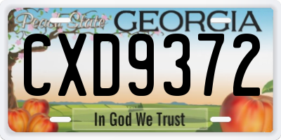 GA license plate CXD9372