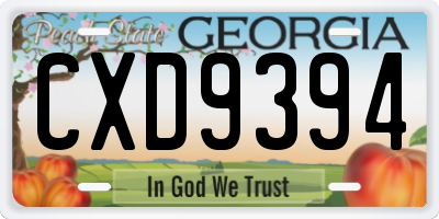 GA license plate CXD9394