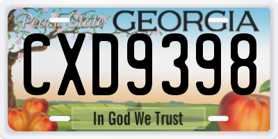 GA license plate CXD9398