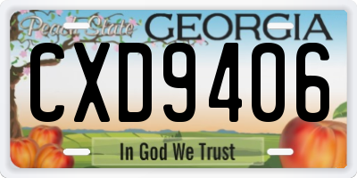GA license plate CXD9406