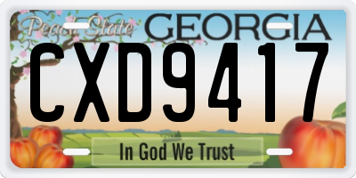 GA license plate CXD9417