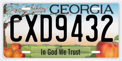 GA license plate CXD9432