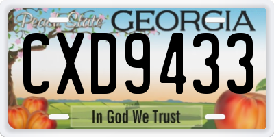 GA license plate CXD9433