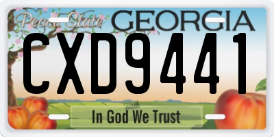 GA license plate CXD9441