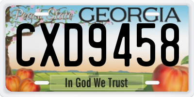 GA license plate CXD9458