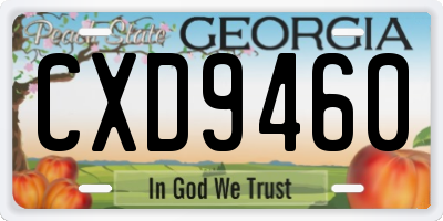 GA license plate CXD9460