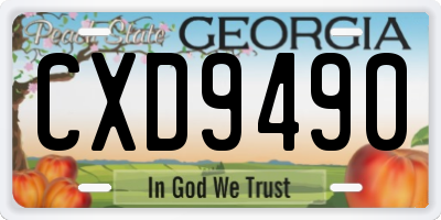 GA license plate CXD9490