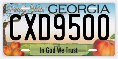 GA license plate CXD9500
