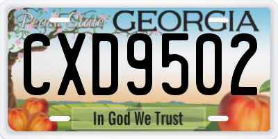 GA license plate CXD9502
