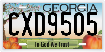 GA license plate CXD9505