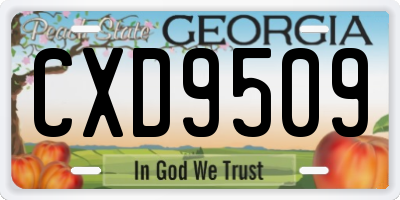 GA license plate CXD9509