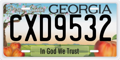 GA license plate CXD9532