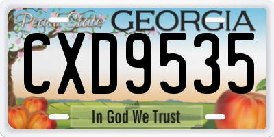 GA license plate CXD9535