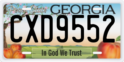 GA license plate CXD9552