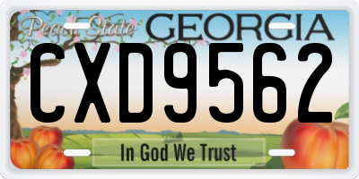 GA license plate CXD9562