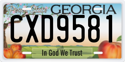 GA license plate CXD9581