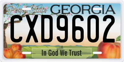 GA license plate CXD9602
