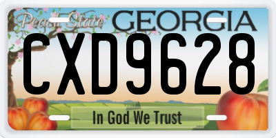 GA license plate CXD9628