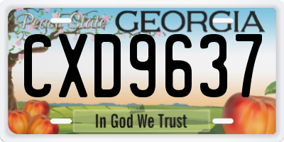 GA license plate CXD9637