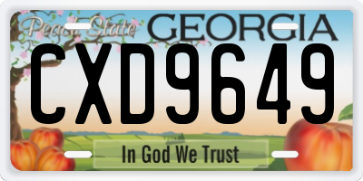 GA license plate CXD9649